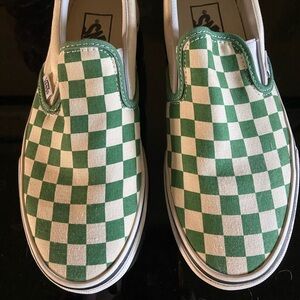 Vans Green and White Checked Shoes